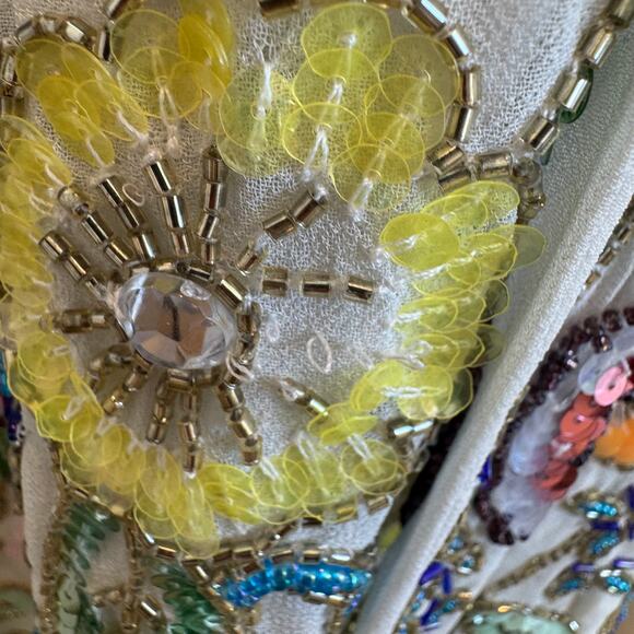 ASOS Fully Beaded Floral Wrap Belted Mini Dress NWT Size 8 - Picture 12 of 12